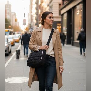 NWT Valentino Orlandi Large Black Puffer Crossbody Bag Tote Purse Retail $199